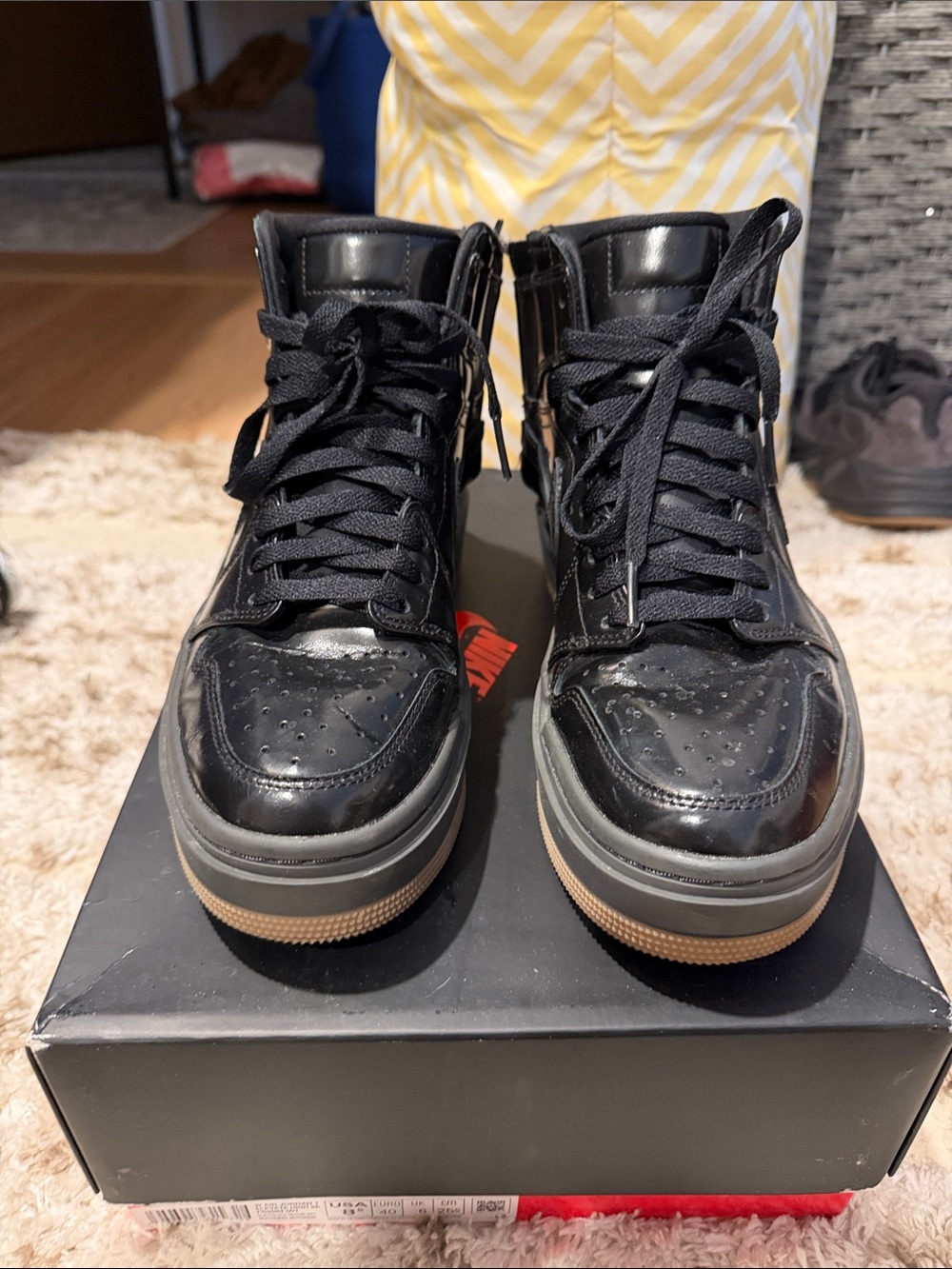 Jordan Black High-Top Athletic Sneakers with Gum Sole